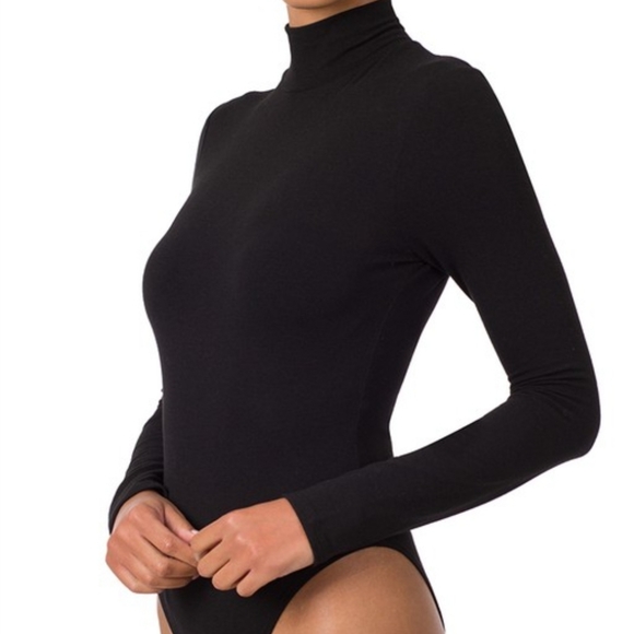 Black Mock Turtleneck Bodysuit - Picture 2 of 5